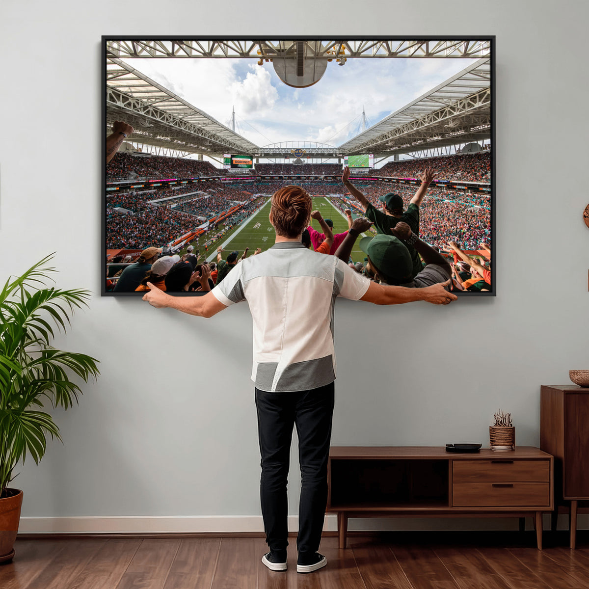 66239-PAN-FL-20X10 - Miami Hurricanes Football Team Wall Art Print - Miami Hard Rock Stadium Wall Art Canvas Print