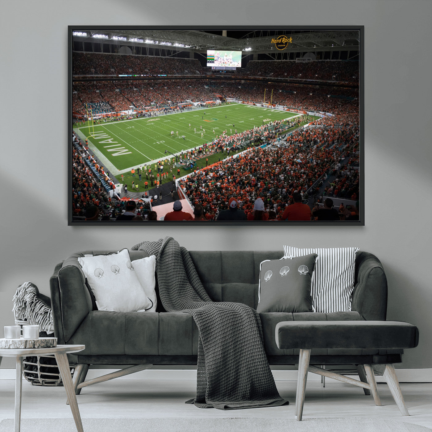 MGV-FC-36X24 - Miami Hurricanes Football Team Print Canvas- Miami Hard Rock Stadium Wall Art Canvas Print