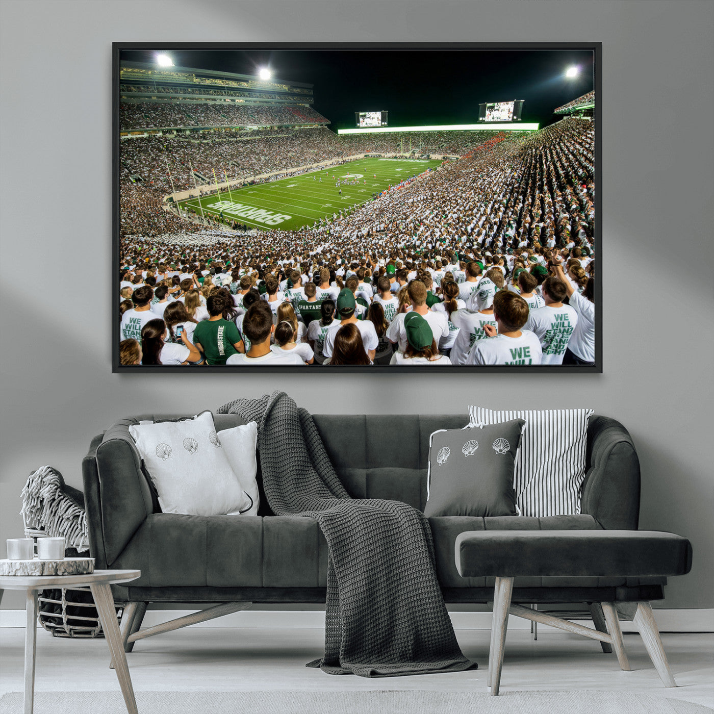 MGV-FC-36X24 - Michigan State Spartans Football Canvas Print - East Lansing Spartan Stadium Wall Art Canvas Print