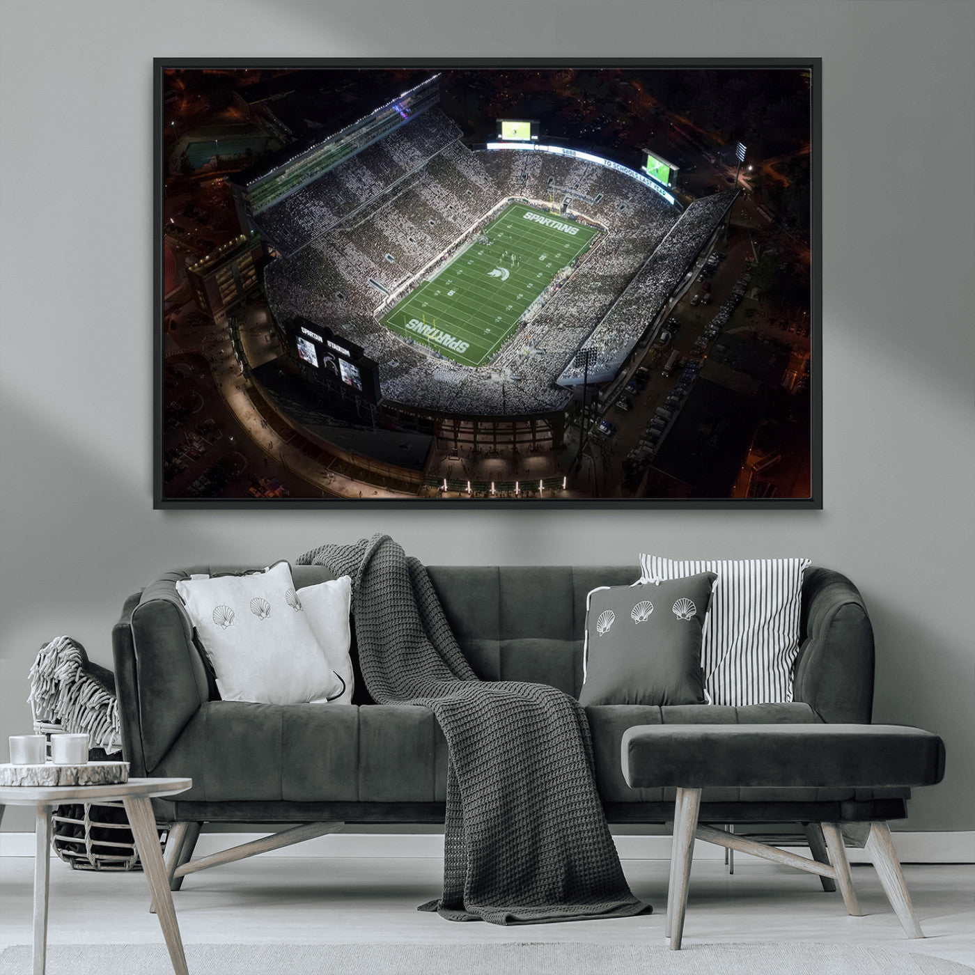 MGV-FC-36X24 - Michigan State Spartans Football Team Print - East Lansing Spartan Stadium Print Wall Art
