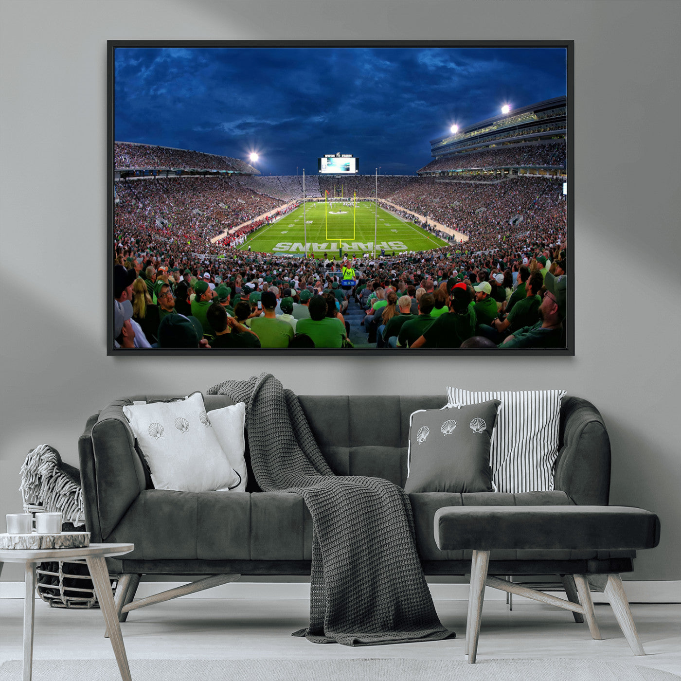 MGV-FC-36X24 - Michigan State Spartans Football Team Print - East Lansing Spartan Stadium Wall Art Canvas Print