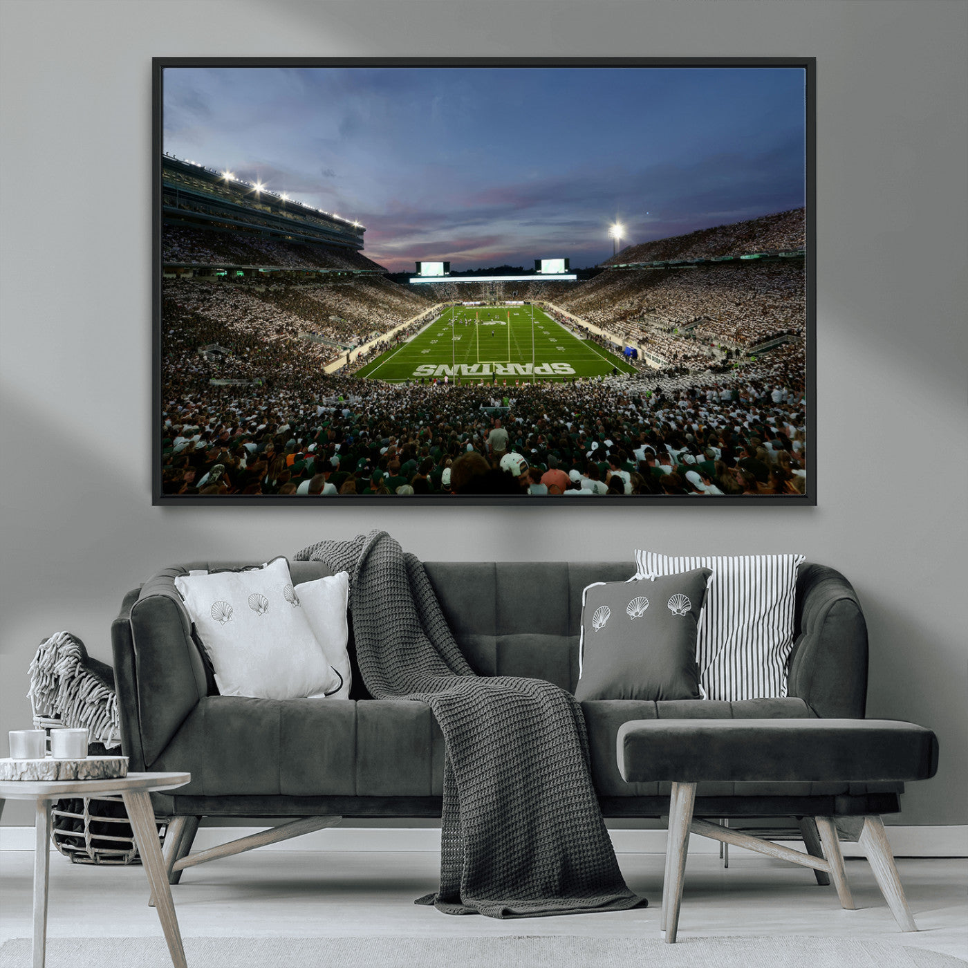 MGV-FC-36X24 - Michigan State Spartans Football Team Print - East Lansing Spartan Stadium Canvas Print