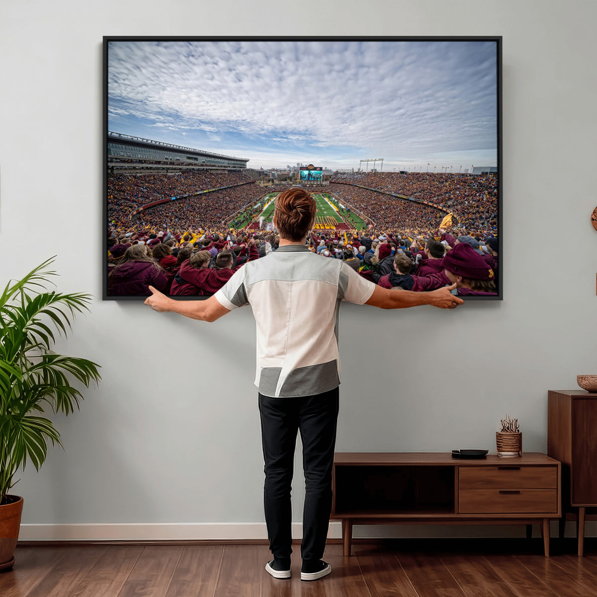 38459-PAN-FL-20X10 - University of Minnesota Golden Gophers Football Team Print - Minneapolis Huntington Bank Stadium Art