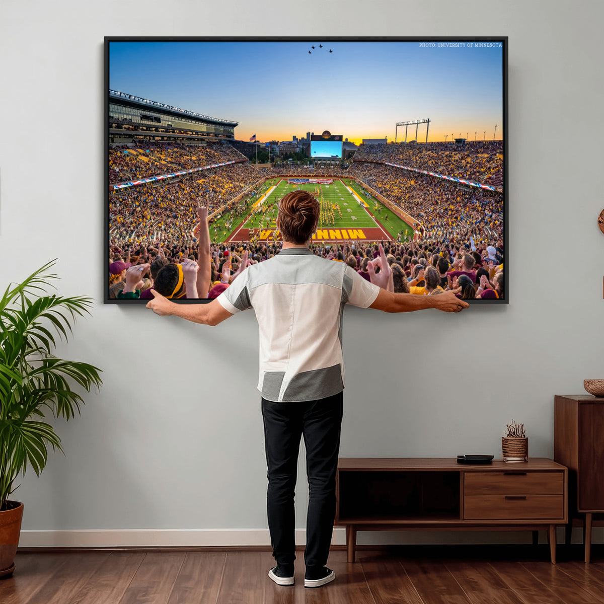 63452-PAN-FL-20X10 - University of Minnesota Golden Gophers Football Team Print - Minneapolis Huntington Bank Stadium