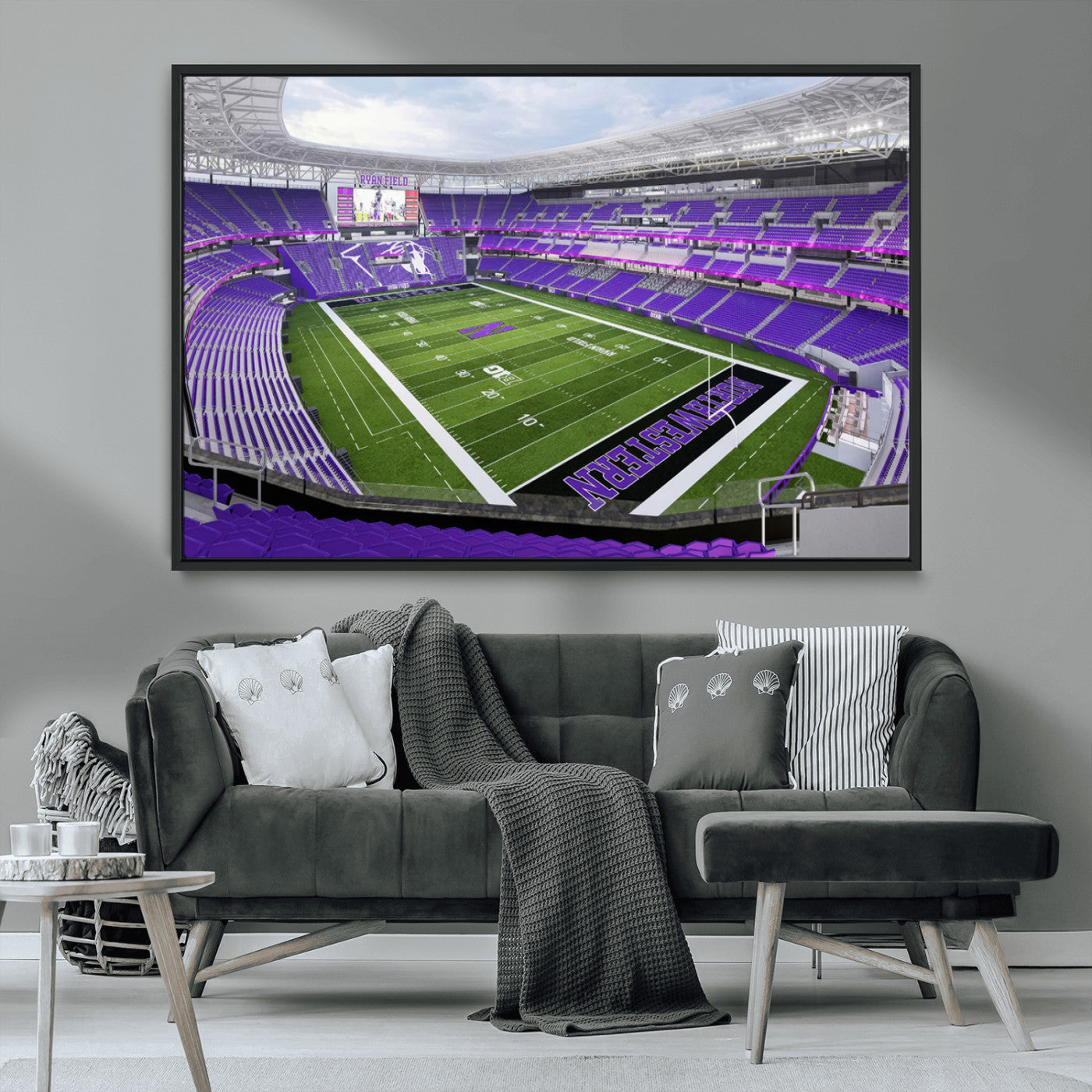 MGV-FC-36X24 - Northwestern University Wildcats Football Team Print - Evanston Ryan Field Wall Art Canvas Print