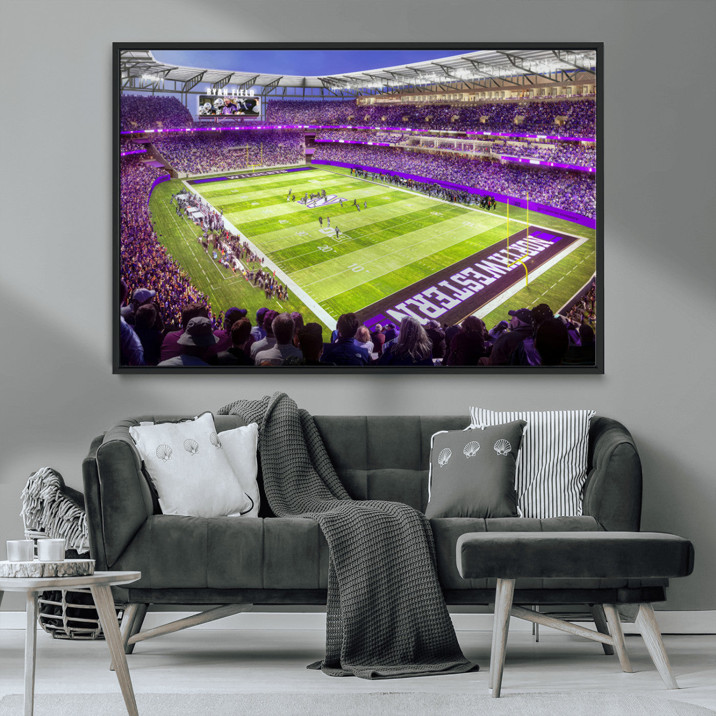MGV-FC-36X24 - Northwestern University Wildcats Football Team Print - Evanston Ryan Field Wall Art Canvas Print