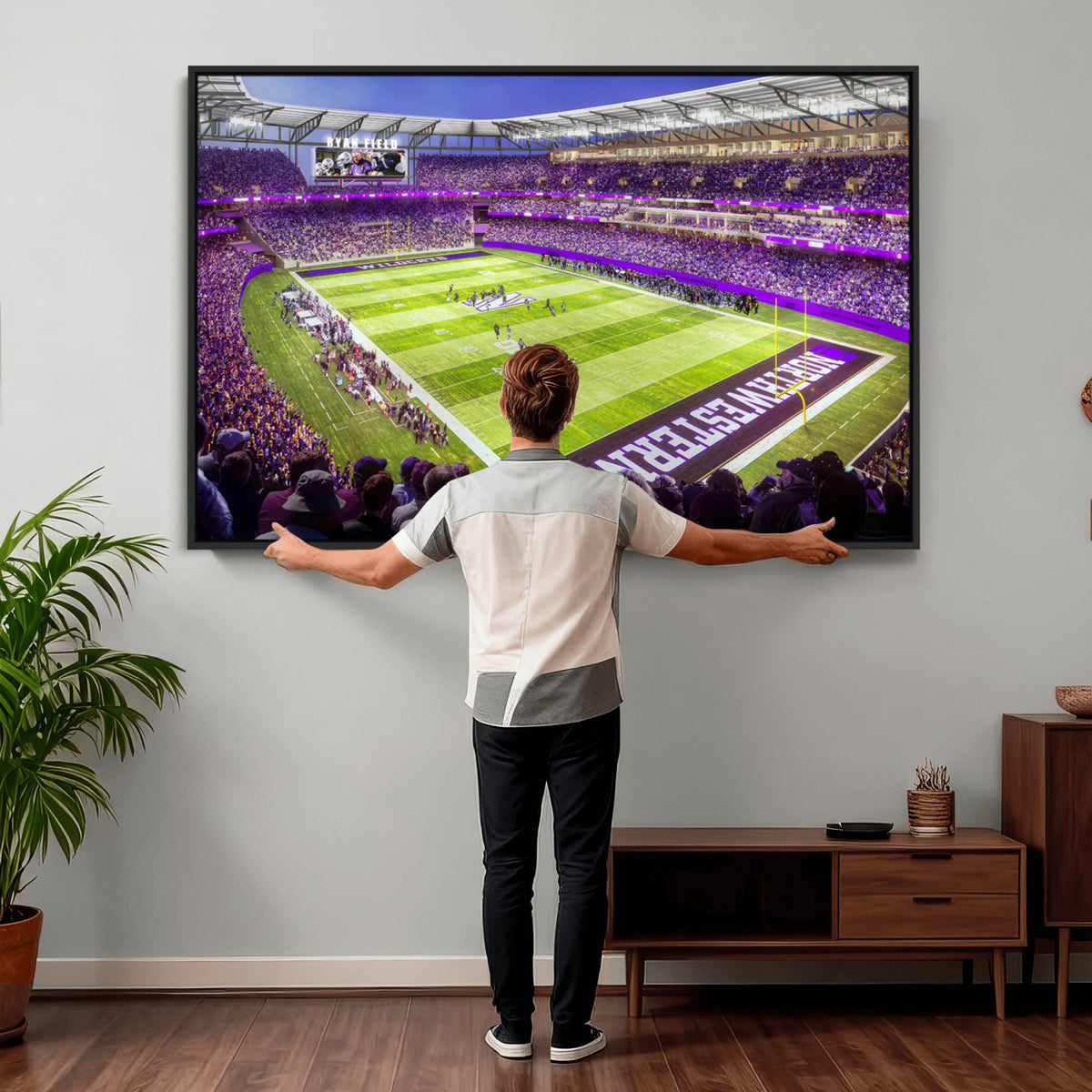 81245-MGV-CV-36X24 - Northwestern University Wildcats Football Team Print - Evanston Ryan Field Wall Art Canvas Print