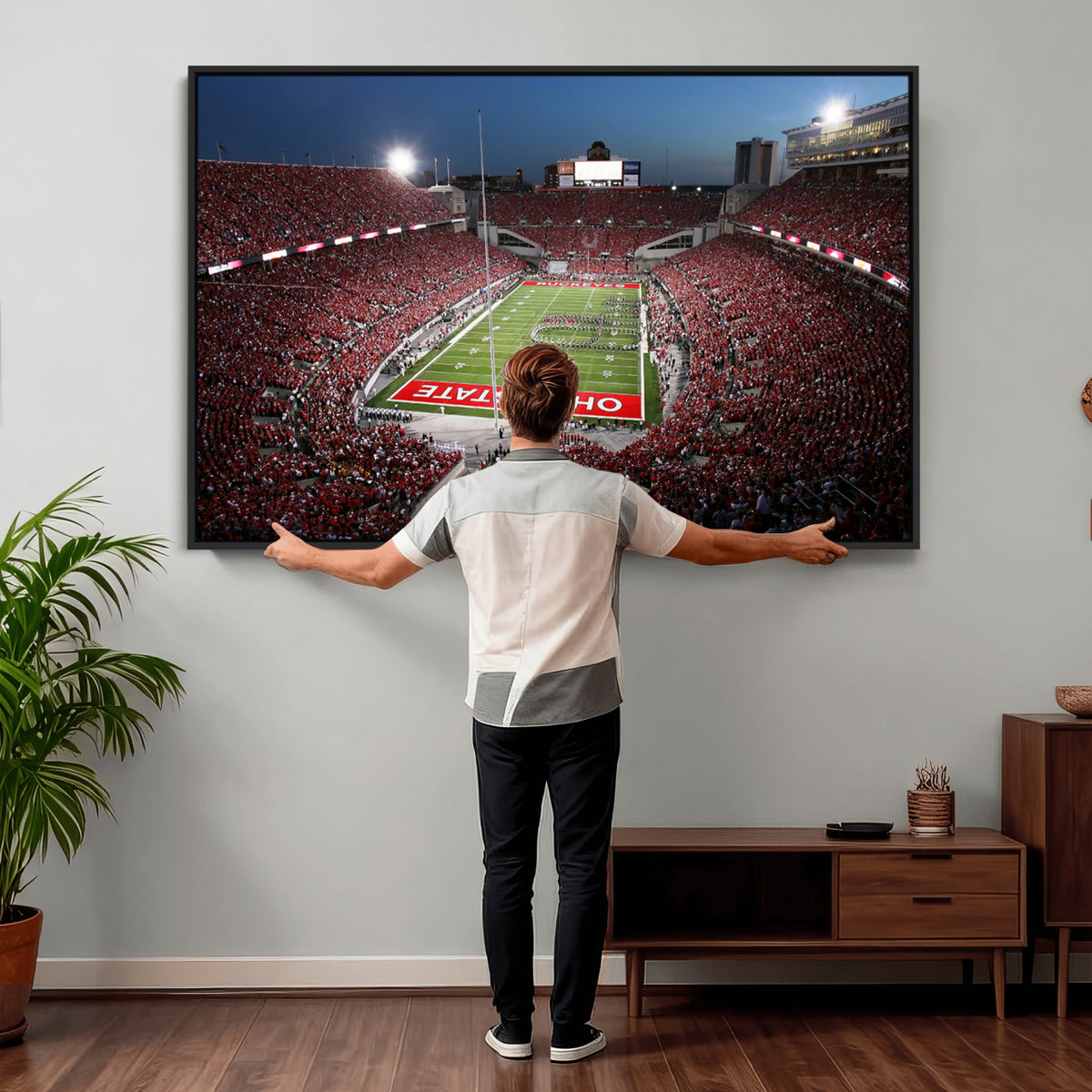98743-PAN-FL-20X10 - Ohio State University Buckeyes Football Team Print - Columbus Ohio Stadium Wall Art Canvas Print