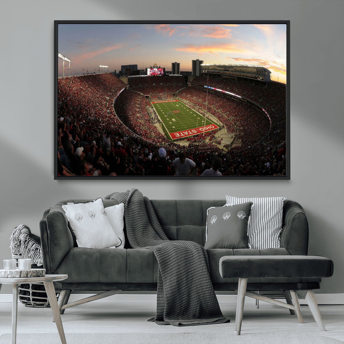 MGV-FC-36X24 - Ohio State University Buckeyes Football Team Print - Columbus Ohio Stadium Wall Art Canvas Print