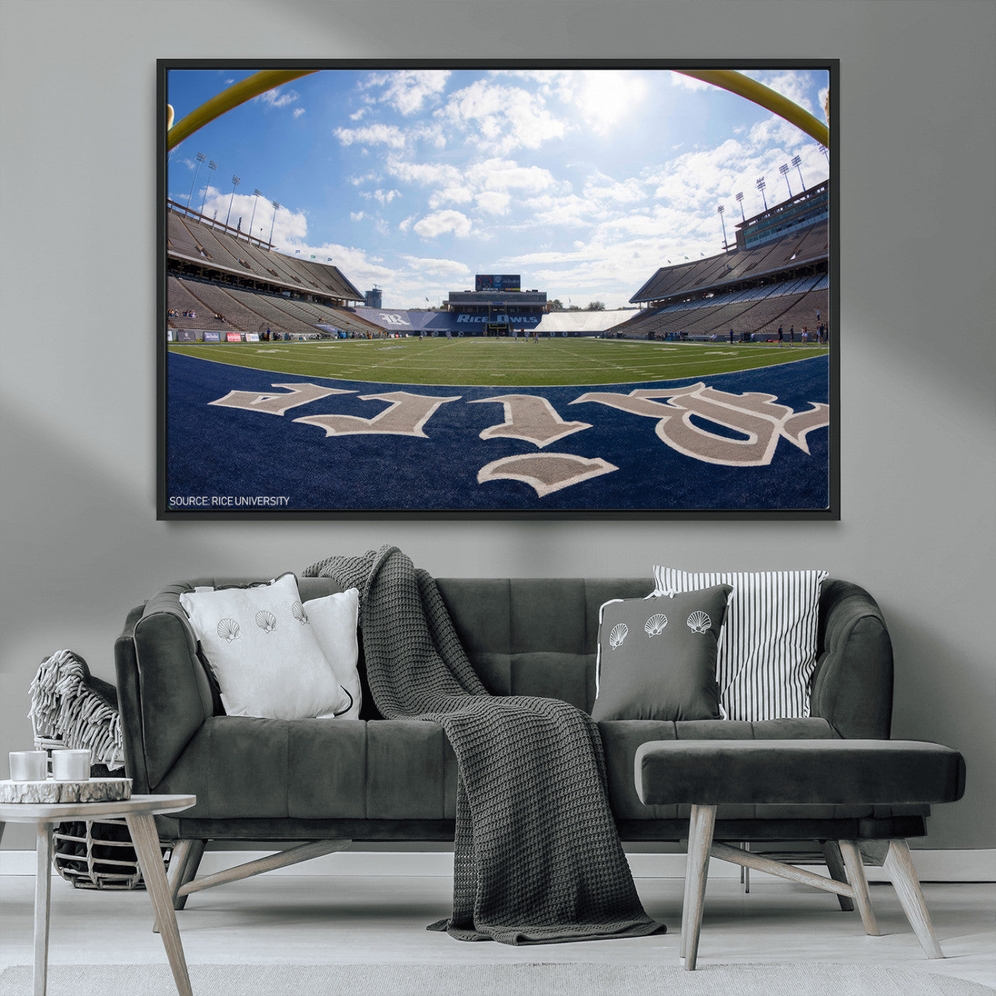 MGV-FC-36X24 - Rice University Owls Football Team Print - Houston Rice Stadium Wall Art Canvas Print