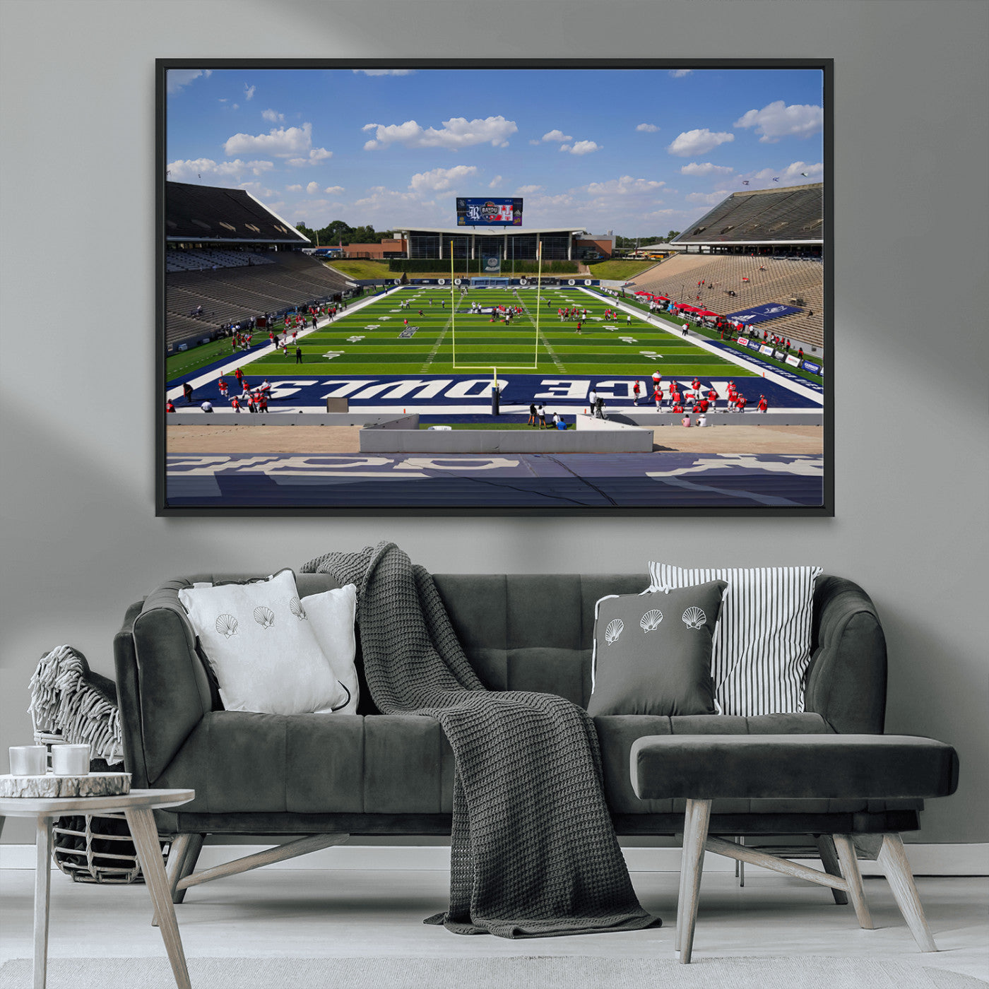 MGV-FC-36X24 - Rice University Owls Football Team Print - Houston Rice Stadium Wall Art Canvas Print