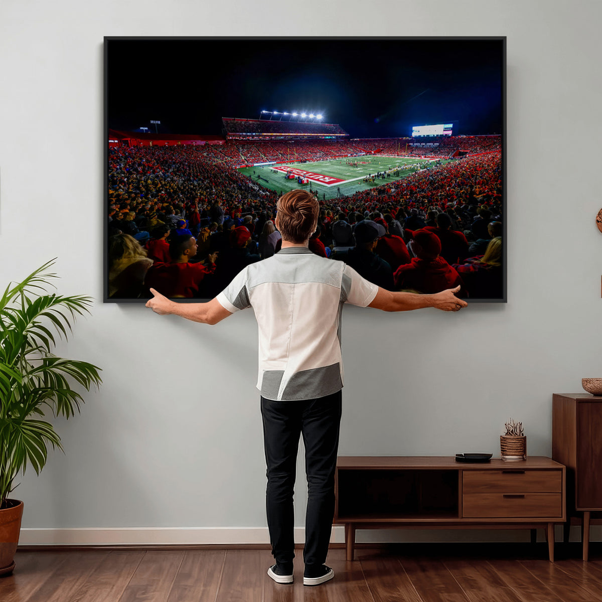18115-PAN-FL-20X10 - Rutgers Scarlet Knights Football Team Print - SHI Stadium, Piscataway Wall Art Canvas Print