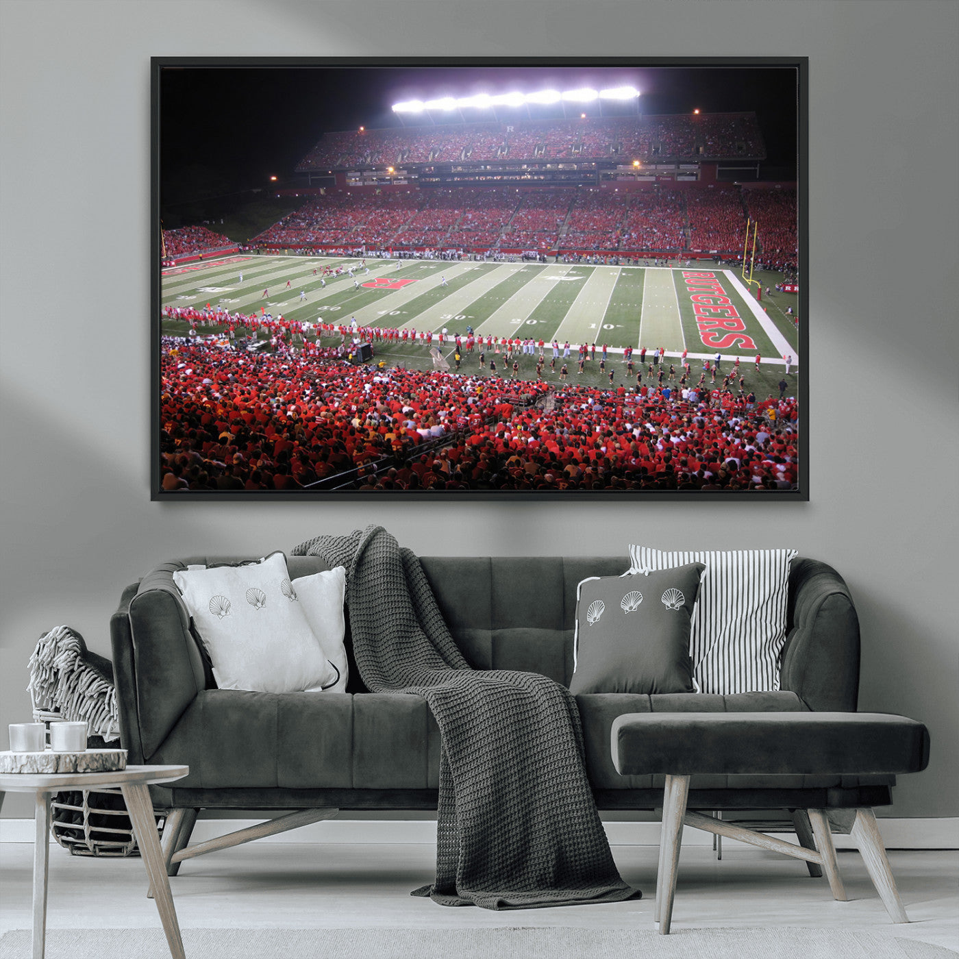 MGV-FC-36X24 - Rutgers University Scarlet Knights Football Team Print - Piscataway SHI Stadium Wall Art Canvas