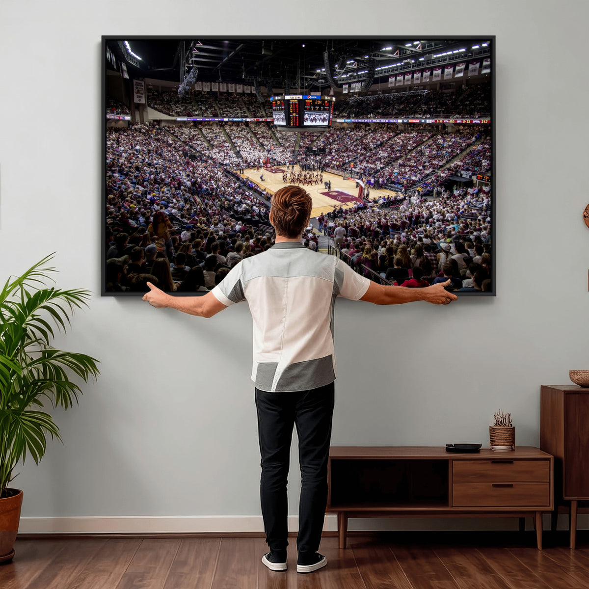 76876-MGV-CV-36X24 - University of Nebraska Cornhuskers Basketball Team Print - Lincoln Red Arena Wall Art Canvas Print