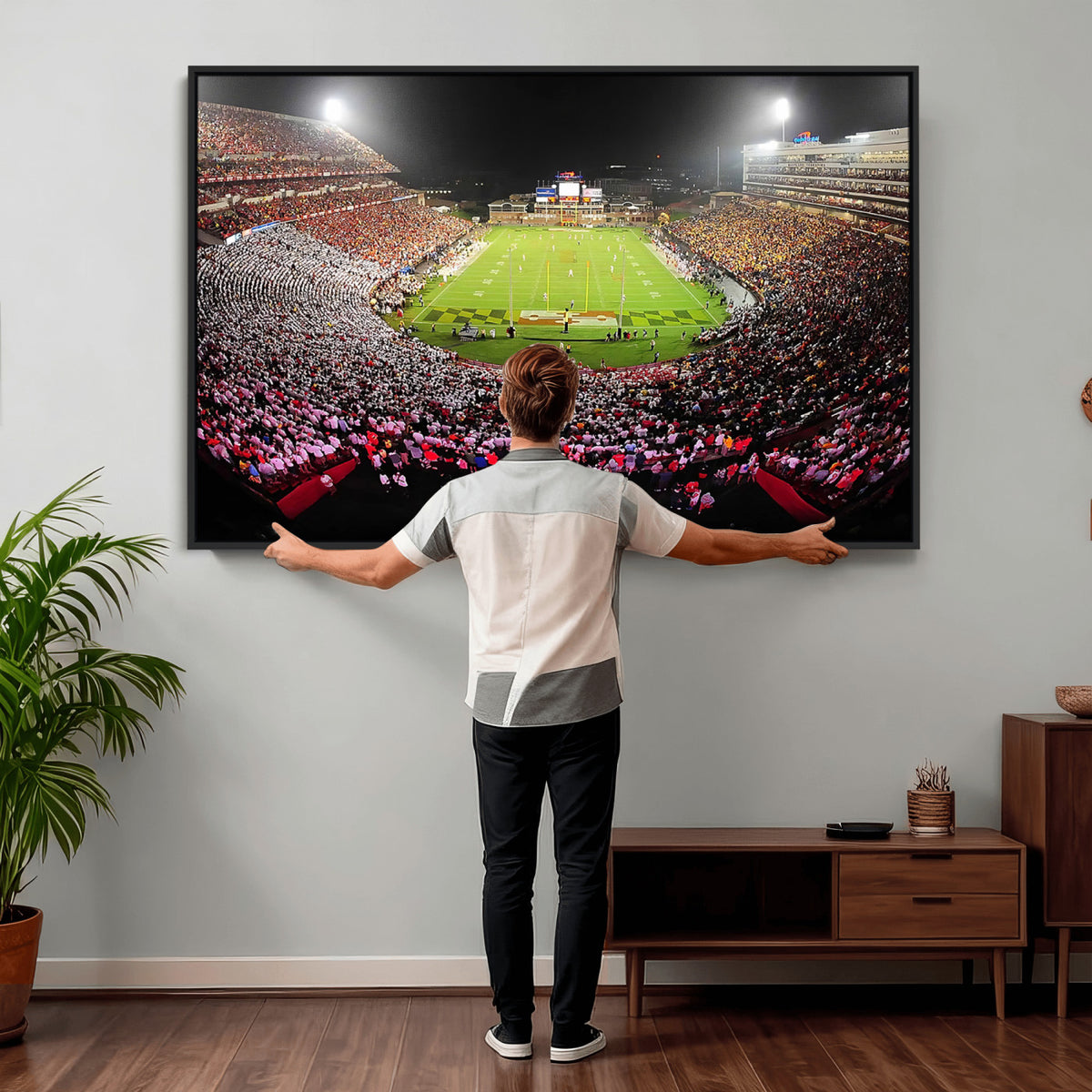 12091-PAN-FL-20X10 - University of Maryland Terrapins Football Team Print - College Park SECU Stadium Wall Art Canvas