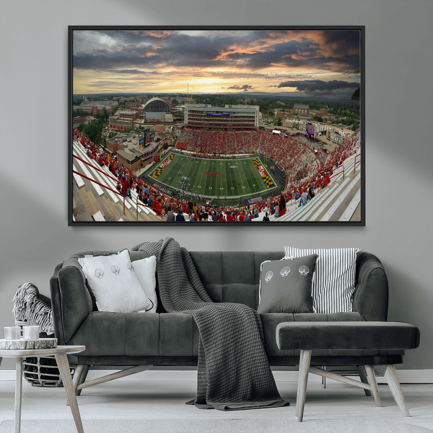 MGV-FC-36X24 - University of Maryland Terrapins Football Team Print - College Park SECU Stadium Wall Art Canvas