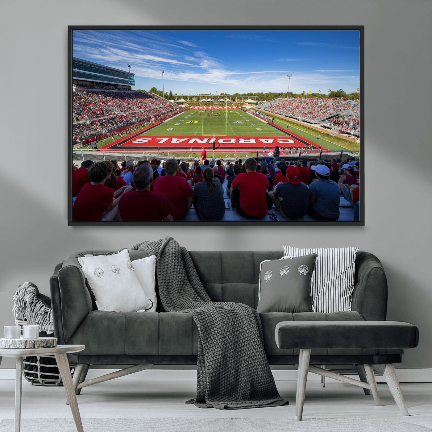 MGV-FC-36X24 - Ball State Cardinals Football Team Print - Muncie Scheumann Stadium Wall Art Canvas Print
