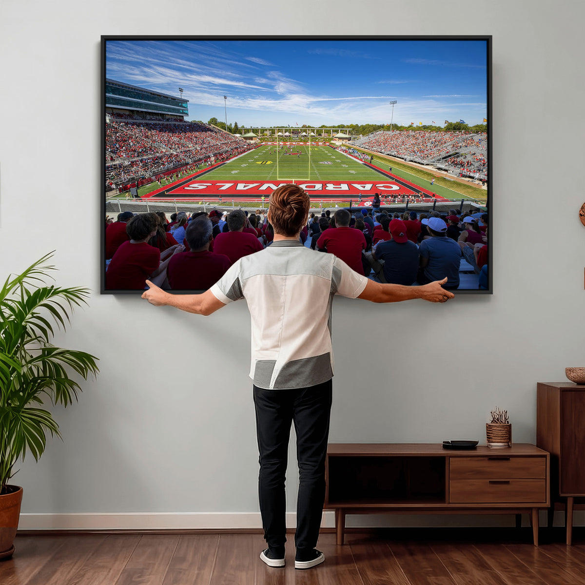 71475-PAN-FL-20X10 - Ball State Cardinals Football Team Print - Muncie Scheumann Stadium Wall Art Canvas Print