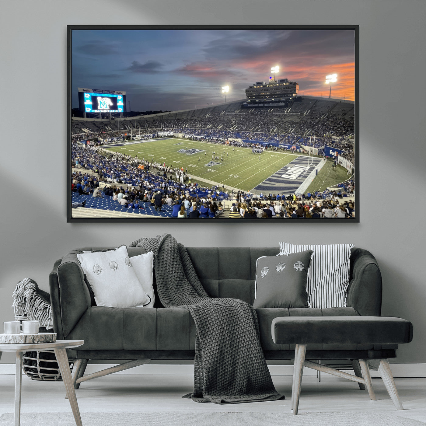 MGV-FC-36X24 - Memphis Tigers Football Team Print - Memphis Simmons Bank Liberty Stadium Wall Art Canvas Print