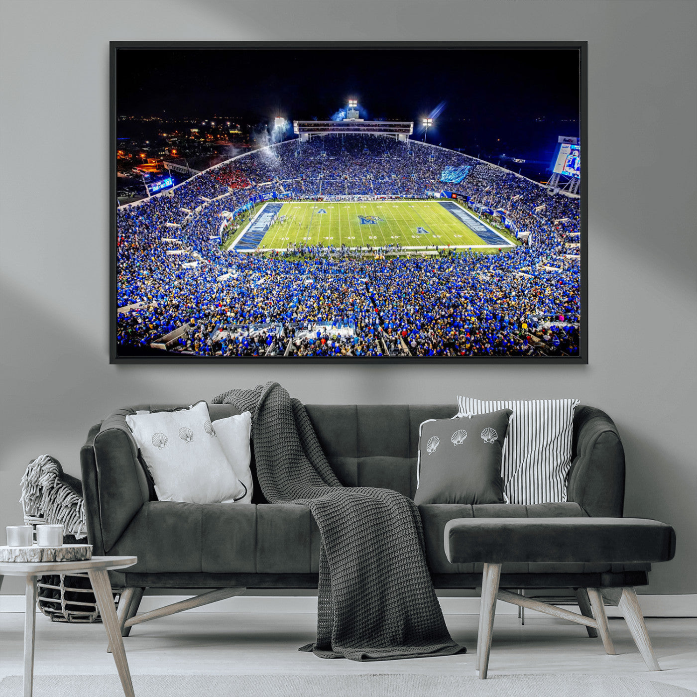 MGV-FC-36X24 - University of Memphis Tigers Football Team Print - Memphis Simmons Bank Liberty Stadium Wall Art