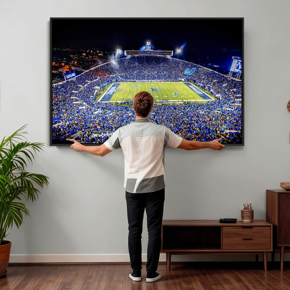 11665-PAN-FL-20X10 - University of Memphis Tigers Football Team Print - Memphis Simmons Bank Liberty Stadium Wall Art