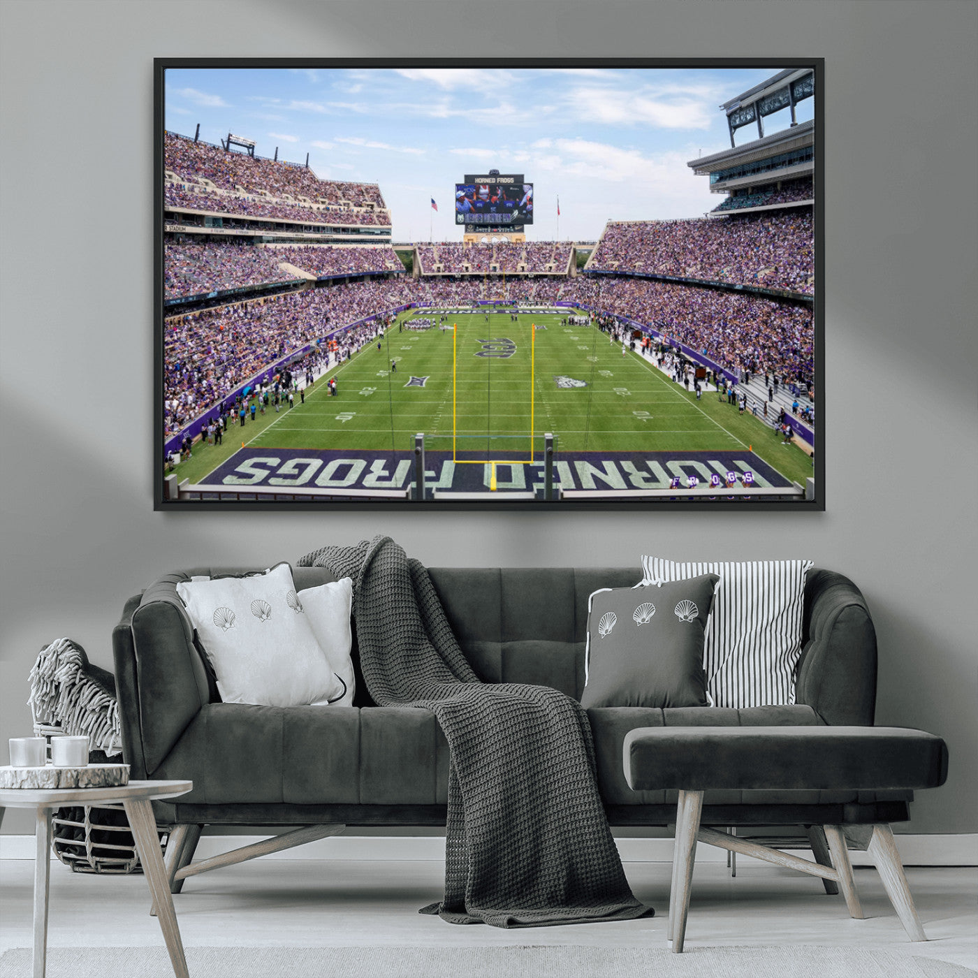 MGV-FC-36X24 - TCU Horned Frogs Football Team Print - Fort Worth Amon G. Carter Stadium Wall Art Canvas Print