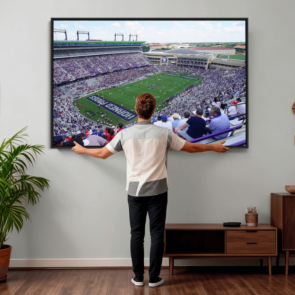 95139-MGV-CV-36X24 - The Texas Christian University TCU Horned Frogs Football Team Print, Fort Worth