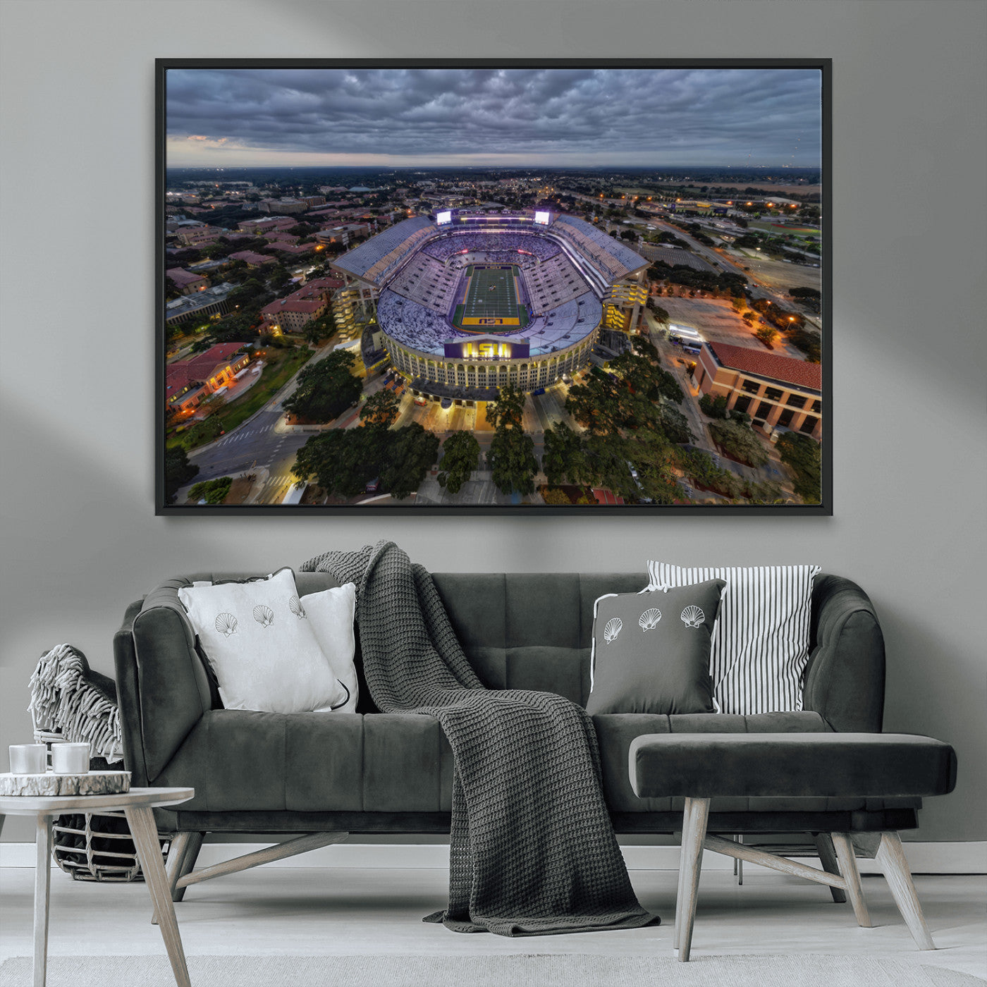 MGV-FC-36X24 - The Louisiana State University Tigers Football Team Print - Baton Rouge Tiger Stadium Wall Art