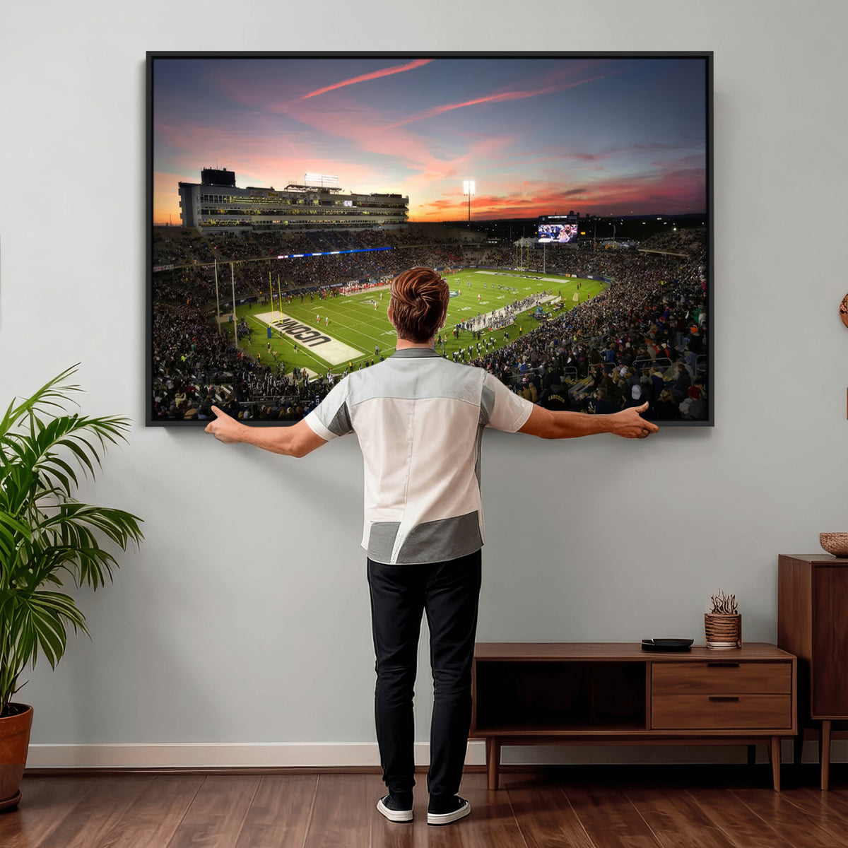 64416-MGV-CV-36X24 - The University of Connecticut UCONN Huskies Football Team Print, Framed and Ready to Hang