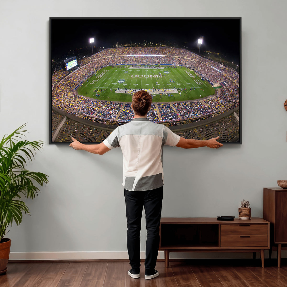 52855-MGV-CV-36X24 - The University of Connecticut UCONN Huskies Football Team Print, East Hartford