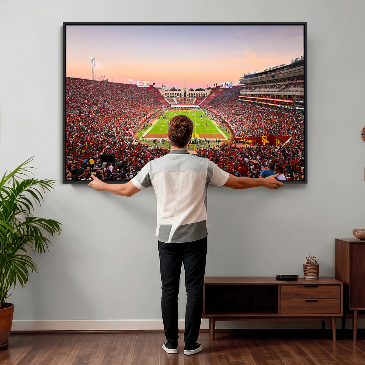 39904-MGV-CV-36X24 - The University of Southern California USC Trojans Football Team Print, Home Bar Wall Decor