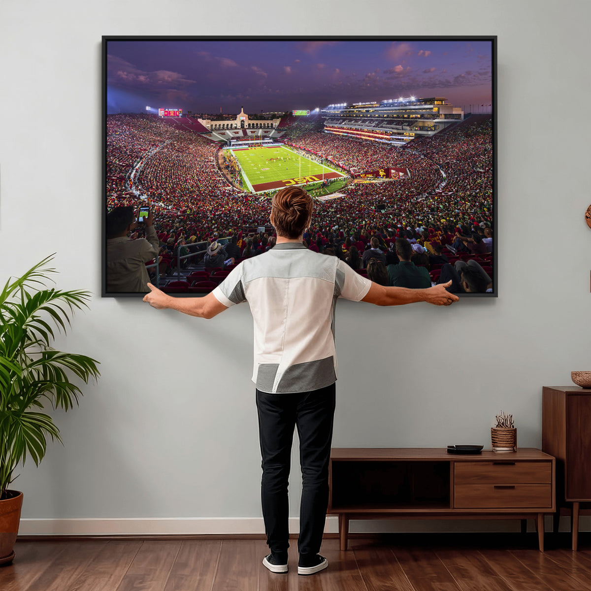 73373-MGV-CV-36X24 - The University of Southern California USC Trojans Football Team Print, Extra Large Game Room Wall Decor