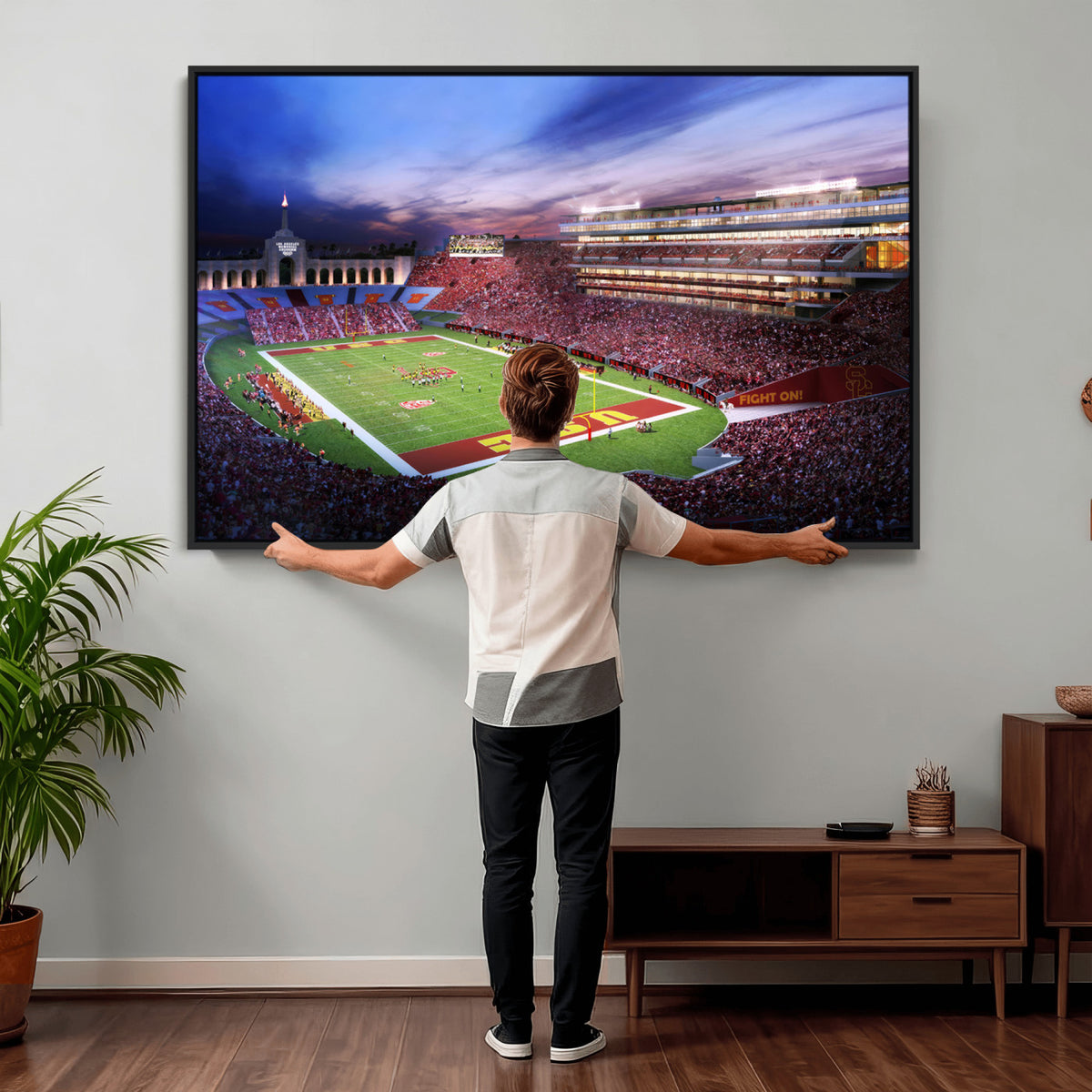 71879-MGV-CV-36X24 - The University of Southern California USC Trojans Football Team Print, Framed and Ready to Hang