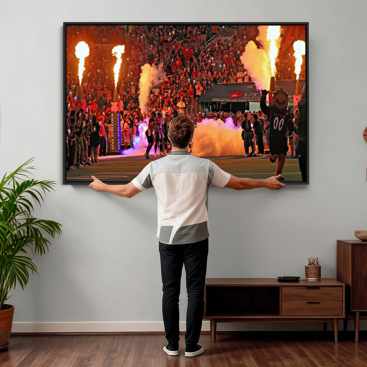 98664-MGV-CV-36X24 - The University of Texas at San Antonio Roadrunners Football Team Print, Extra Large Game Room Wall Decor
