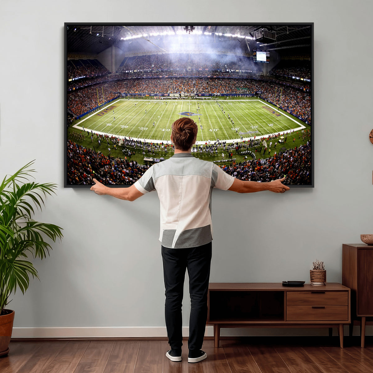 46972-MGV-CV-36X24 - The University of Texas at San Antonio Roadrunners Football Team Print, Framed and Ready to Hang