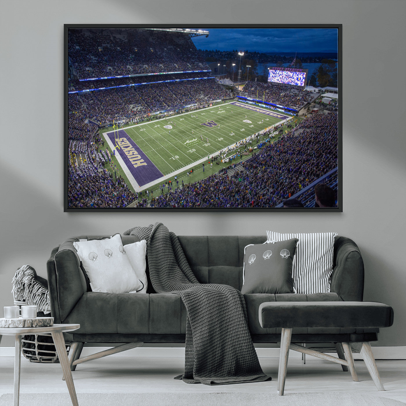 MGV-FC-36X24 - The University of Washington Huskies Football Team Print - Seattle Husky Stadium Wall Art Canvas