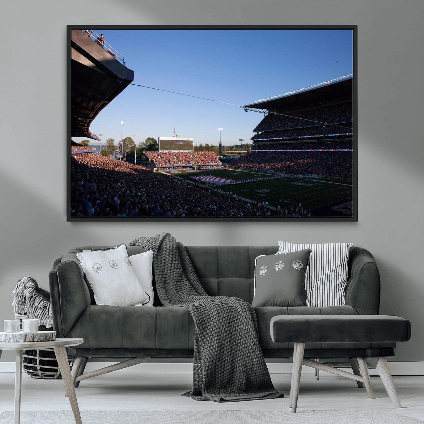 MGV-FC-36X24 - The University of Washington Huskies Football Team Print - Seattle Husky Stadium Wall Art Canvas
