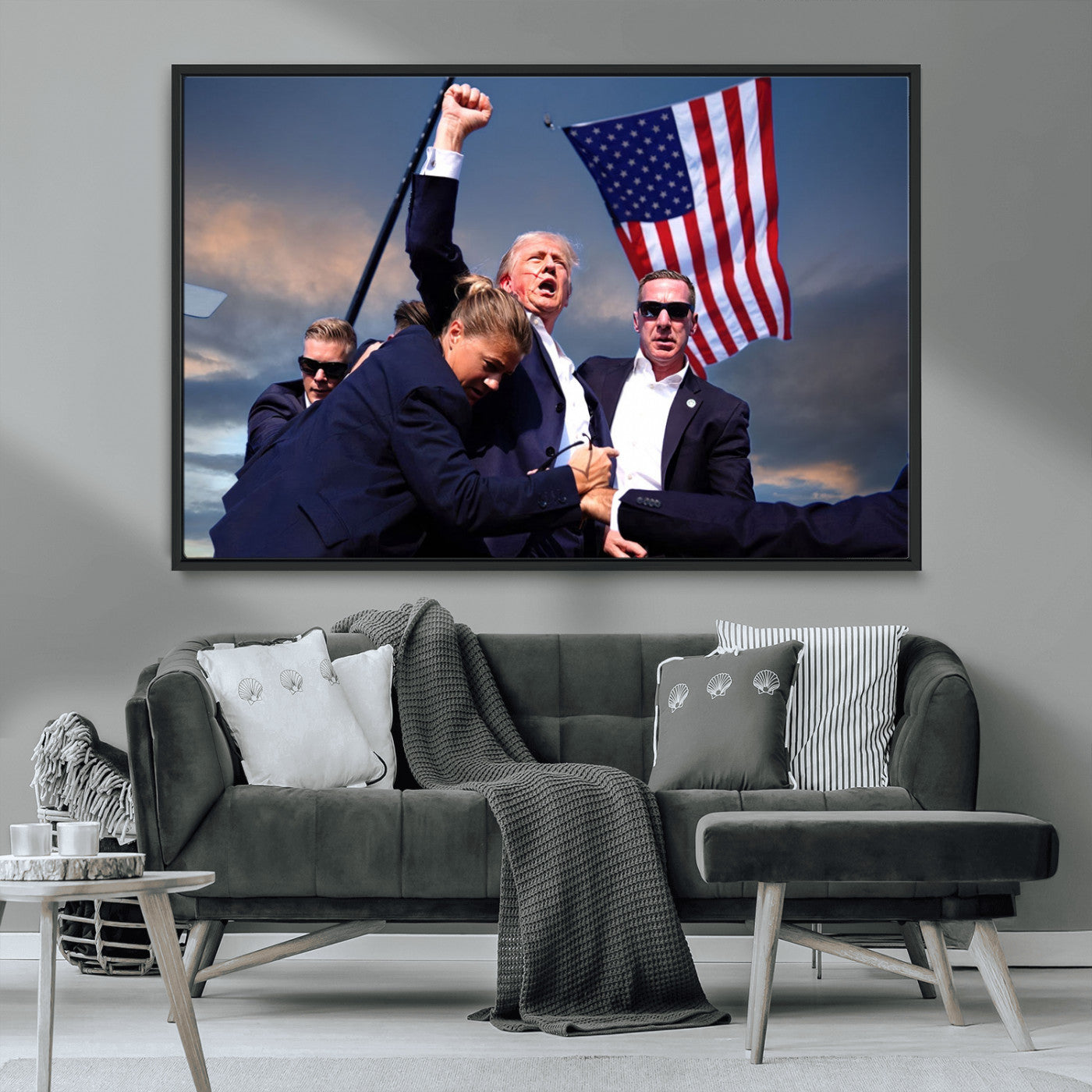 MGV-FC-36X24 - Donald Trump Assassination Attempt Wall Art Print, Trump Historic Footage - Iconic Reaction by Trump