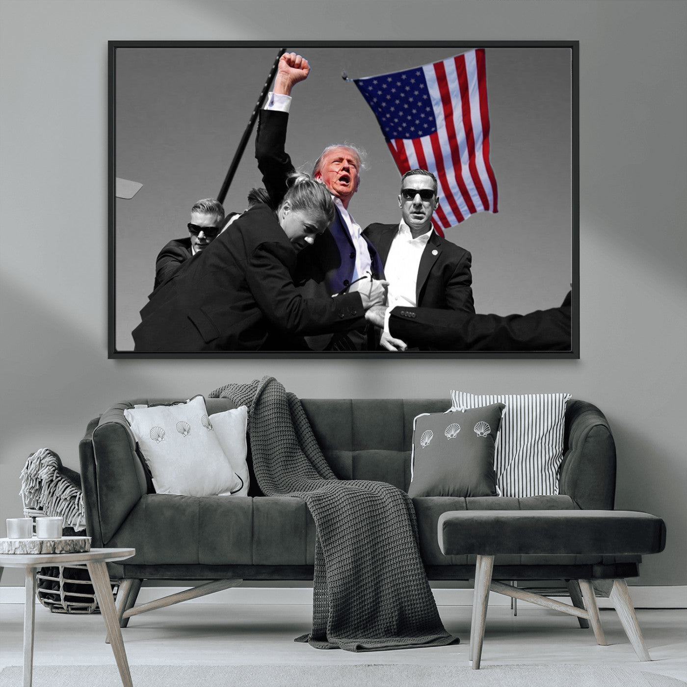 MGV-FC-36X24 - Donald Trump Assassination Attempt Wall Art Print, Trump Historic Footage - Iconic Reaction by Trump