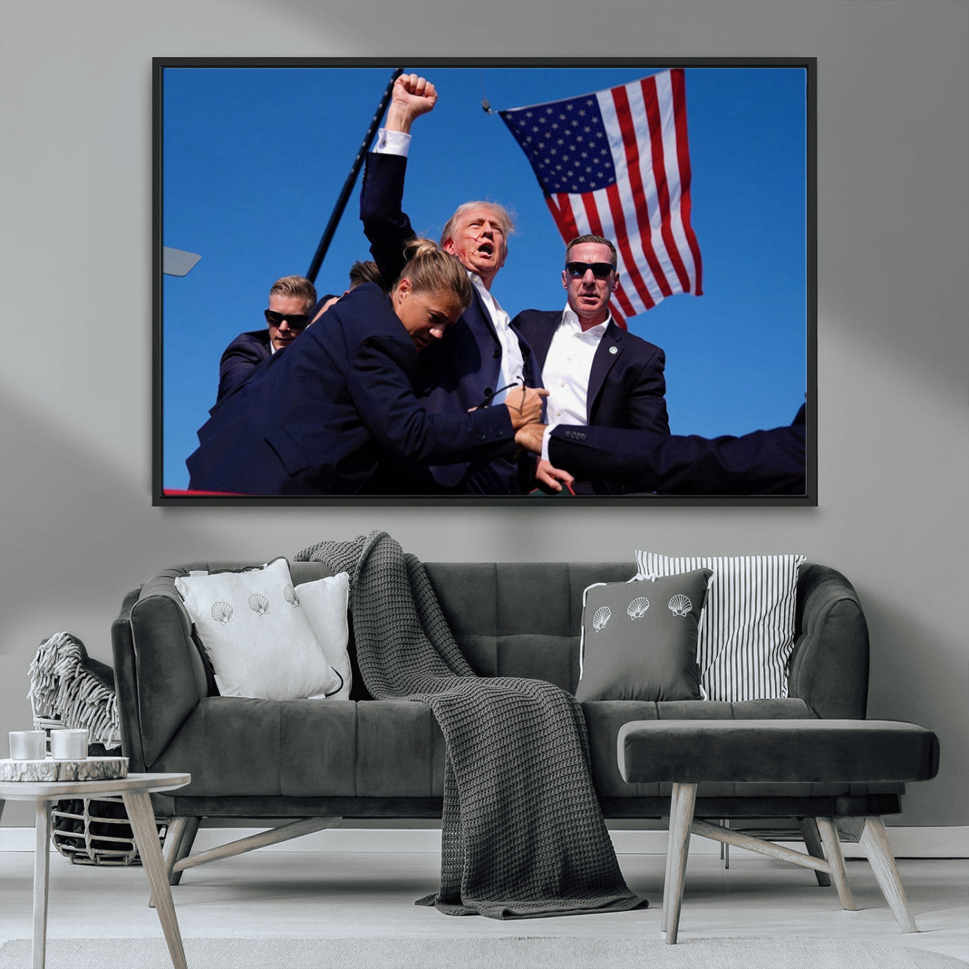 MGV-FC-36X24 - Donald Trump Assassination Attempt Wall Art Print, Trump Historic Footage - Iconic Reaction by Trump