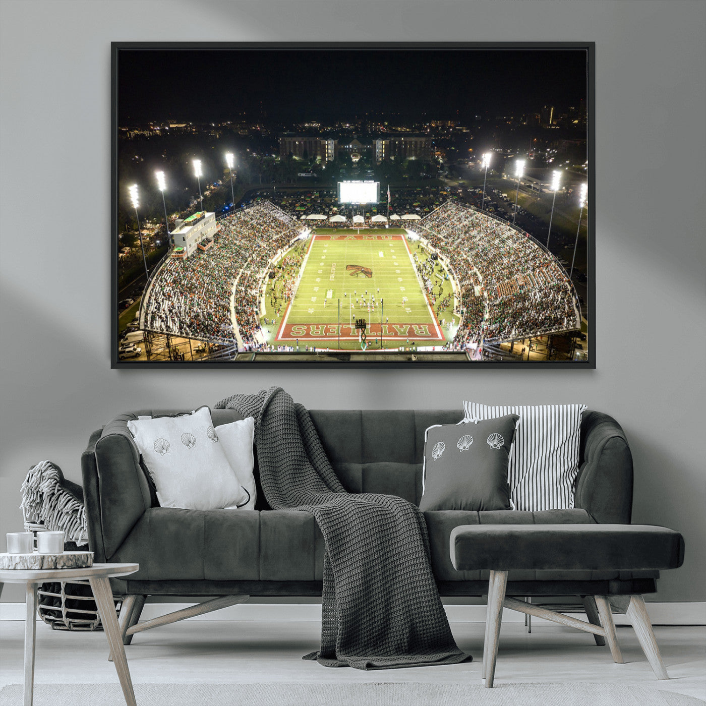 MGV-FC-36X24 - Florida A&M Rattlers Football Team Print - Tallahassee Bragg Memorial Stadium Wall Art Canvas Print