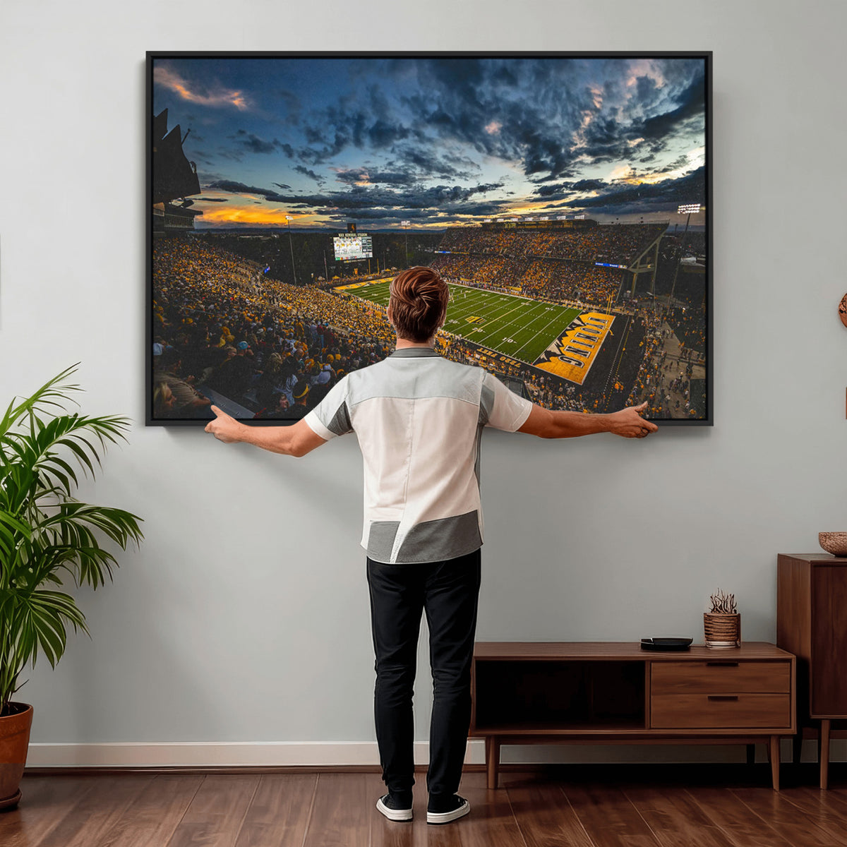 61020-MGV-CV-36X24 - University of Wyoming Cowboys Football Team Print, Laramie, Framed and Ready to Hang