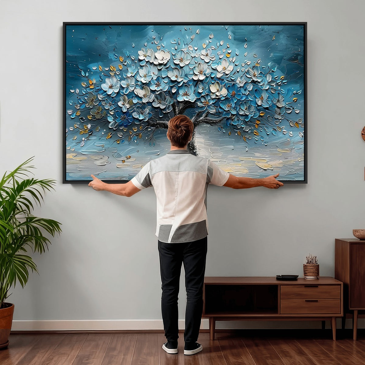 24109-_Poster-30x20 - Abstract Blooming Tree Wall Art Canvas Print, Floral Modern Home Decor