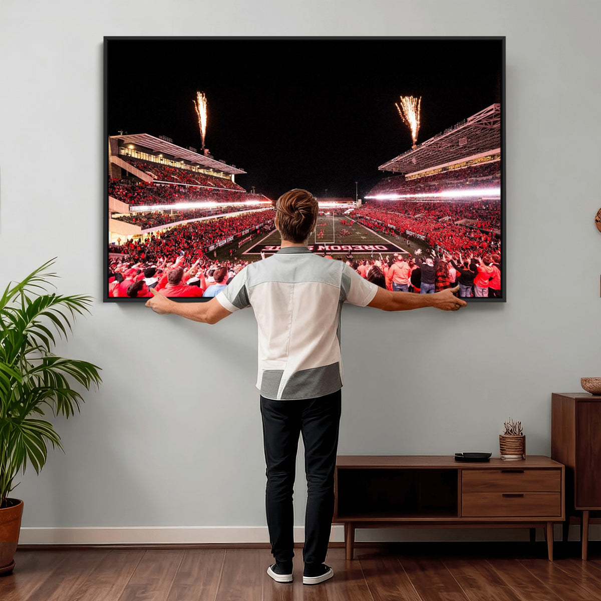 52633-MGV-CV-36X24 - Oregon State Beavers Football Team Print, Corvallis Reser, Framed and Ready to Hang