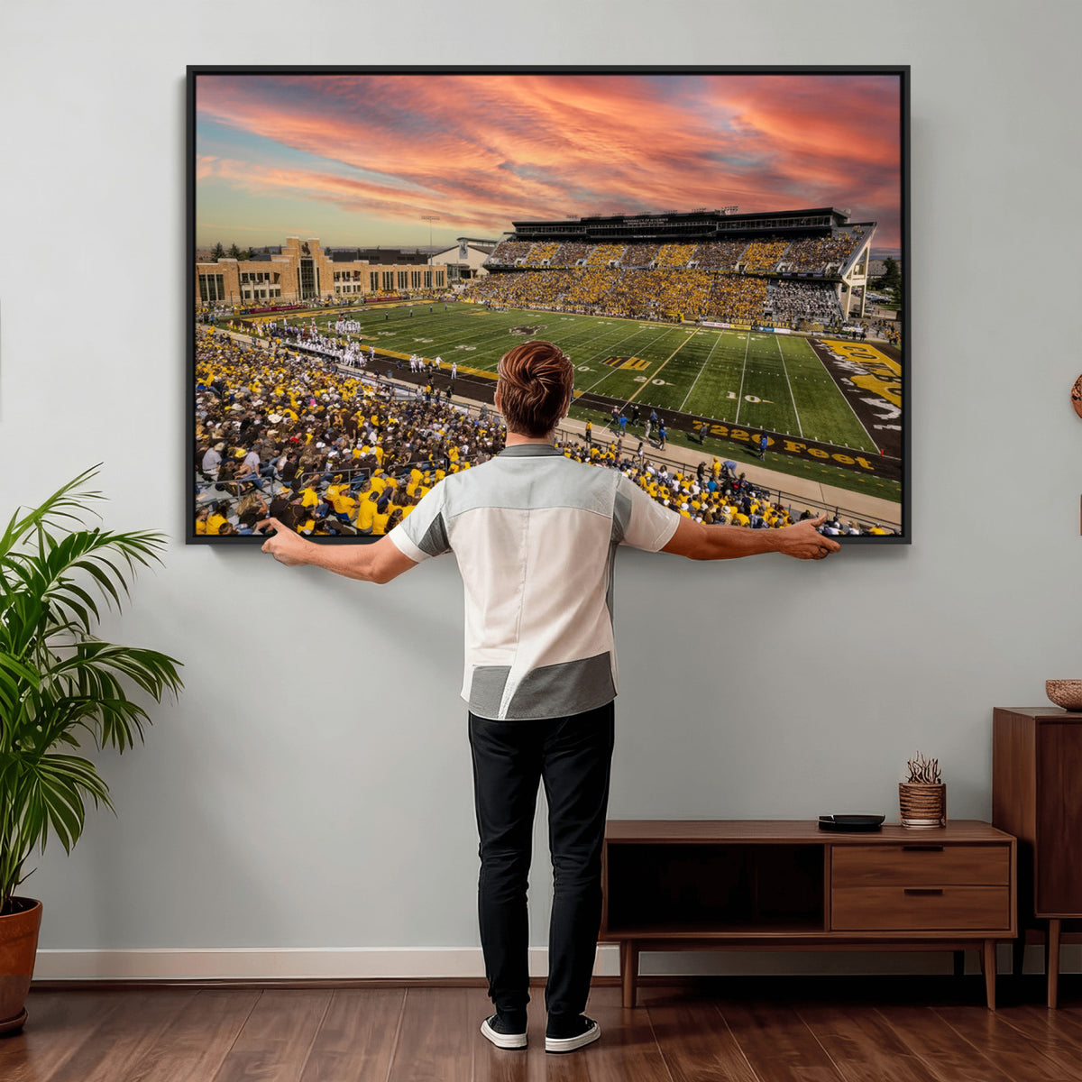 90508-MGV-CV-36X24 - University of Wyoming Cowboys Football Team Print, Laramie, Extra Large Game Room Wall Decor