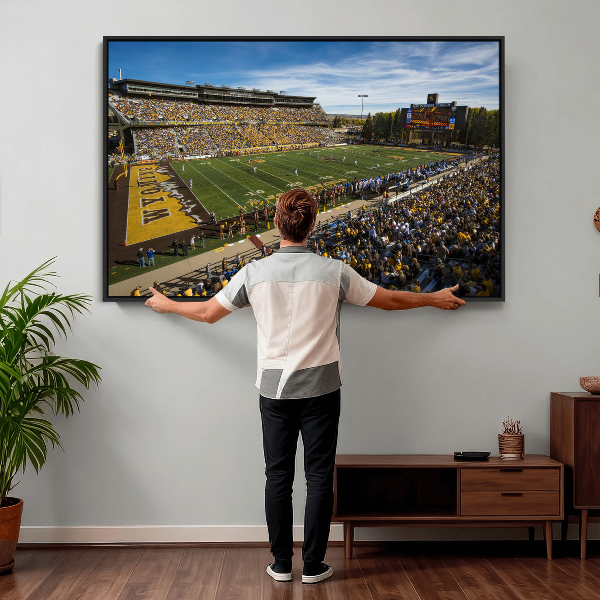 89846-MGV-CV-36X24 - University of Wyoming Cowboys Football Team Print, Laramie, Man Cave Wall Decor