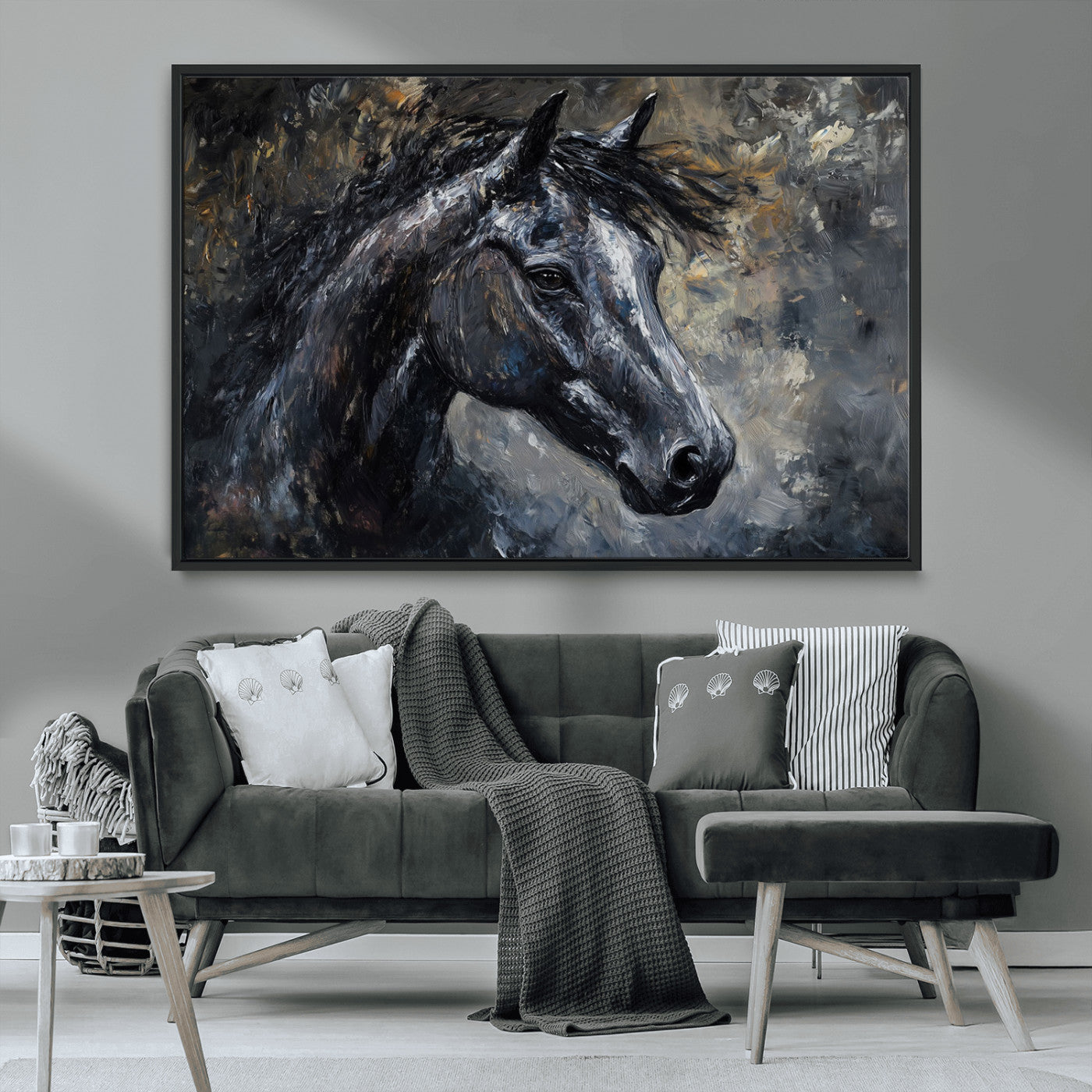MGV-FC-36X24 - Large Abstract Horse Wall Art Canvas Print | Farmhouse Wall Decor | Rustic Horse Art | Western Cabin