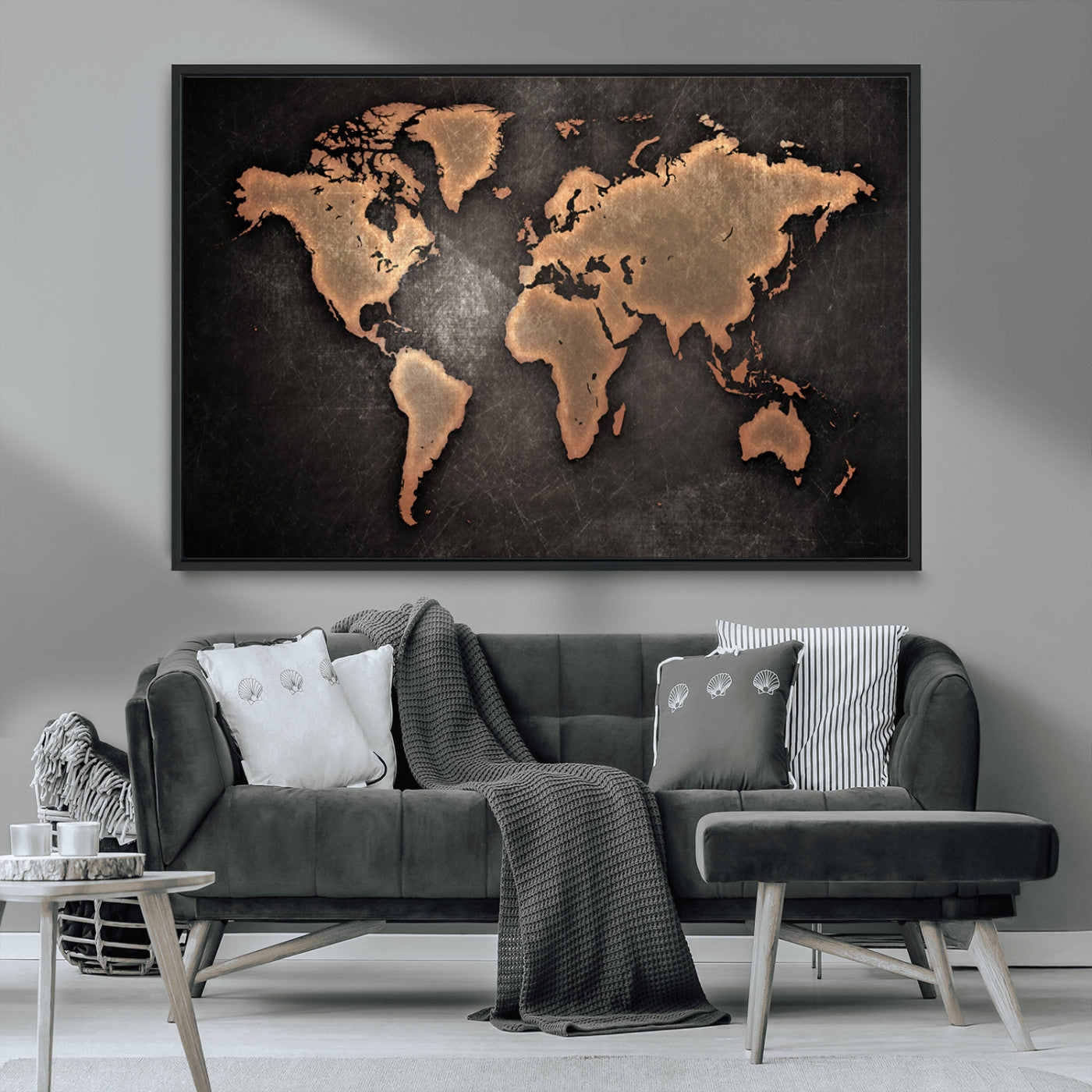 MGV-FC-36X24 - Push Pin World Map Canvas Print – Framed Wall Art for Couples to Track Their Travels – Anniversary