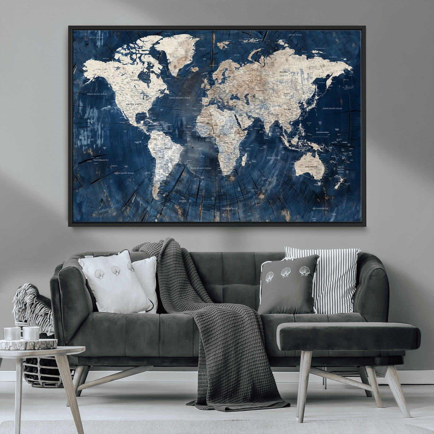 MGV-FC-36X24 - Push Pin World Map Canvas Print – Framed Wall Art for Couples to Track Their Travels – Anniversary