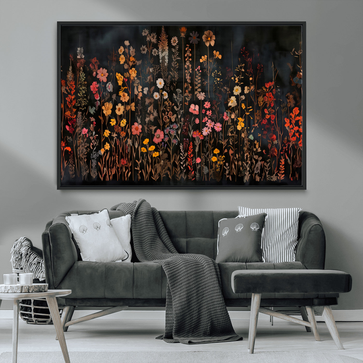 MGV-FC-36X24 - Large Floral Painting Print Illustration Flowers Canvas Wall Art Botanical Wall Decor Modern